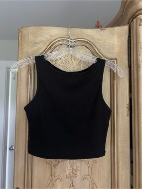 Princess Polly Black Ribbed Cropped Tank